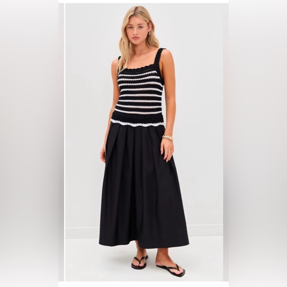 Madewell poplin crochet knit midi dress